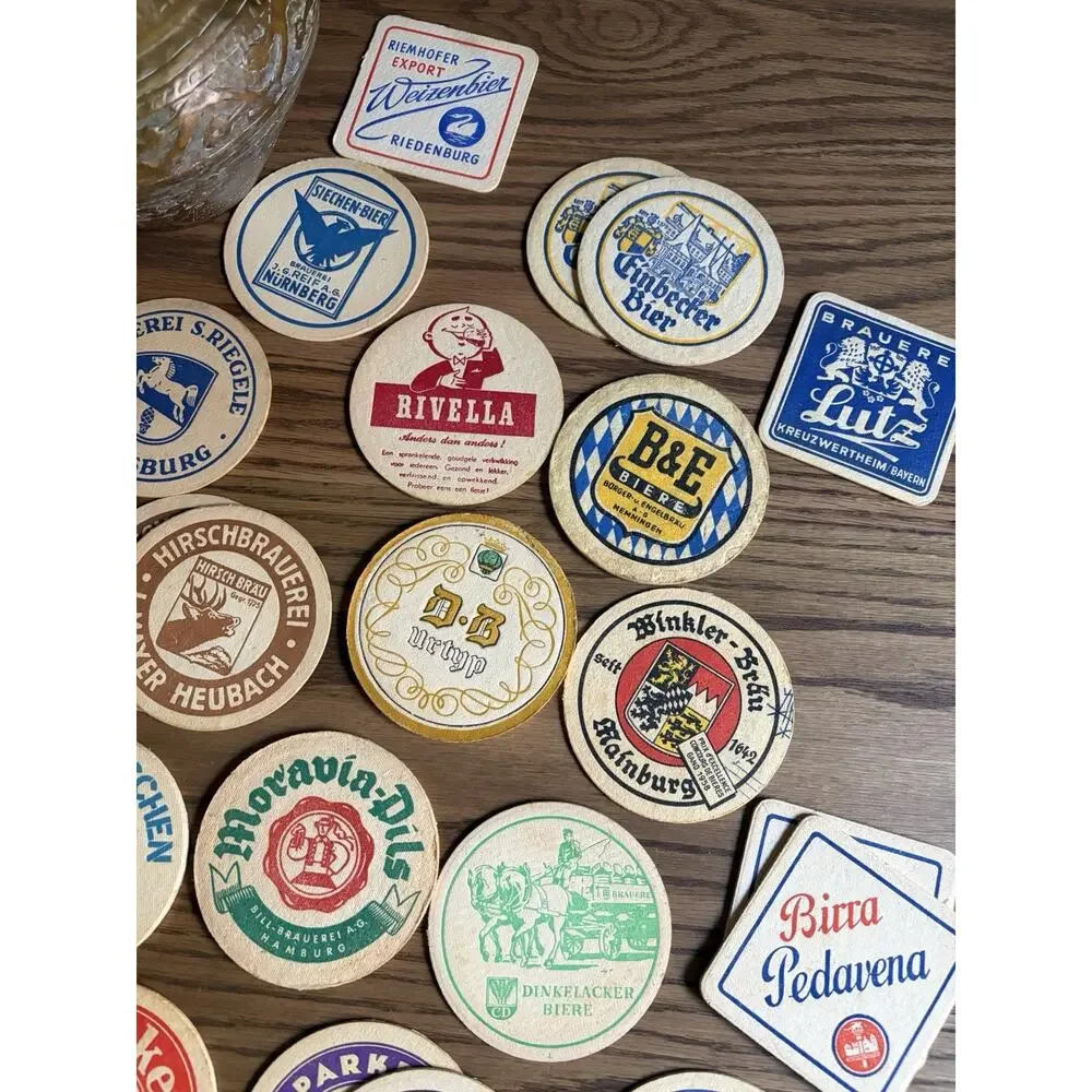 Vintage German European Foreign Beer Coasters Pub Bar Coasters Lot Of 42